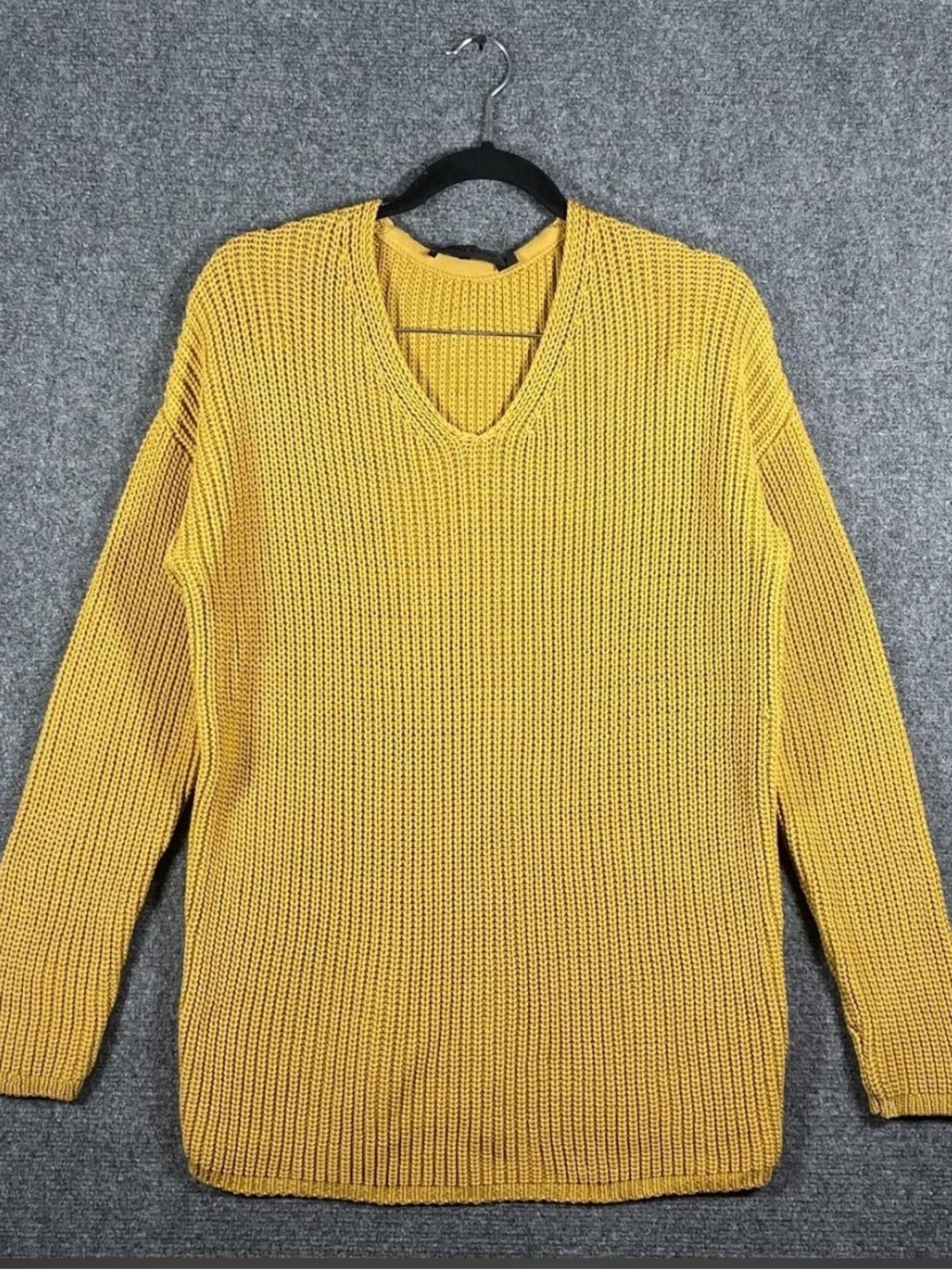 Jenni Kayne Cotton Cabin Sweater Yellow Knit Fisherman Organic V-neck Size S